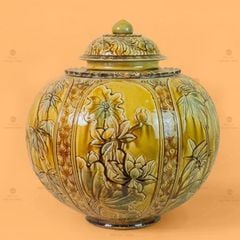 Chum Ngâm Ru?u Men Hoàng Th? H?a Ti?t Hoa Sen Trúc