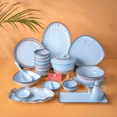 B? Bát Ðia Bát Tràng Men Bi?n Xanh Kim Sa