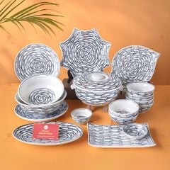 B? Bát Ðia Bát Tràng Men Tr?ng V? Cá Ðàn