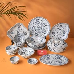 B? Bát Ðia Bát Tràng Men R?n V? Cúc Ðen