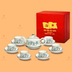 B? ?m Chén Men Kem Vai Vuông V? Sen Xanh