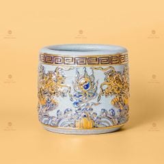 Bát Huong Men R?n V? Vàng H?a Ti?t Song Long Ch?u Nguy?t