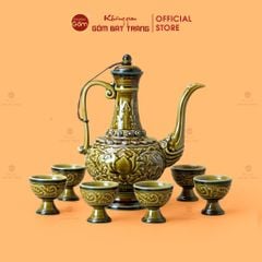 B? Bình Ru?u Kh?c N?i Hoa Sen N?n C?