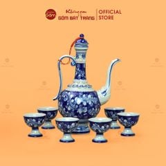 B? Bình Ru?u Men Lam V? Tay Hoa Lá Dây