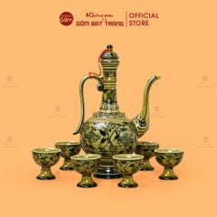 B? Bình Ru?u V? Tay Hoa Sen Dây