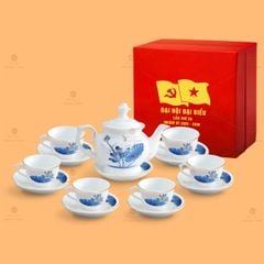 B? ?m Chén Trà Ðài Cát Sen Xanh V? Vàng