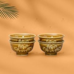 B? Bát Com Men Nâu Vân Hoa Cúc