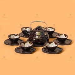 B? ?m Chén H?a Bi?n Nâu Sen Cá