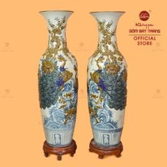 L?c Bình 1M4 Men R?n Công Ðào Hoa Nâu Ð?p N?i