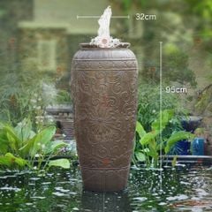 Lu nu?c phong th?y men màu ghi nh?t h?a ti?t hoa