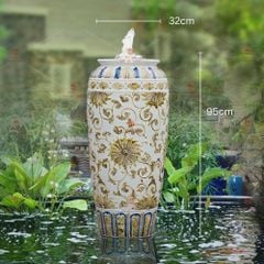 Lu nu?c phong th?y men vàng nh?t h?a ti?t hoa