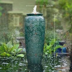 Lu nu?c phong th?y men xanh h?a ti?t hoa